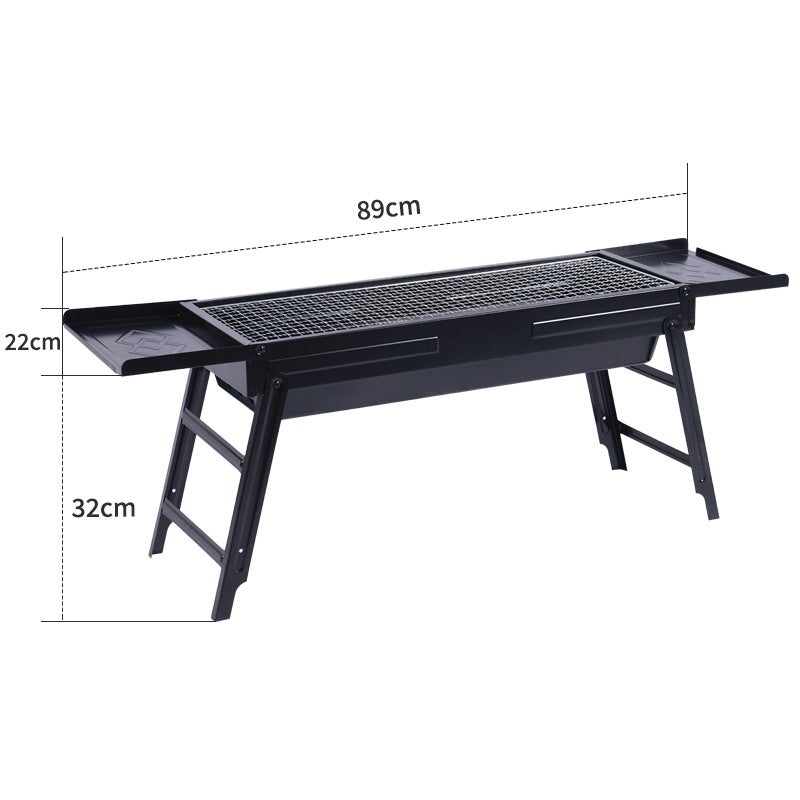 89*22*32cm Black Bbq Outdoor Grill For Home Use Foldable Mini Roasting Rack Portable Charcoal Grill